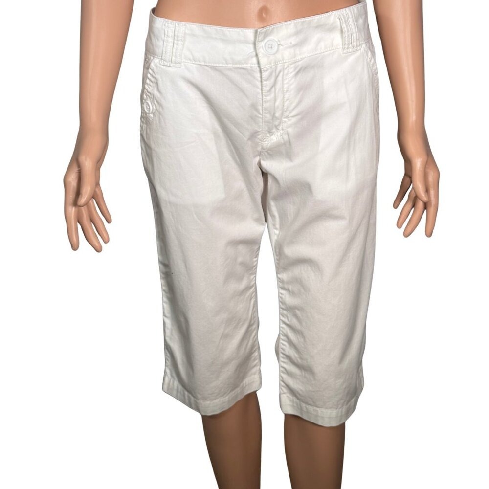 Prana White Organic Cotton Stretch Capri Pants Womens Size 8 Cropped Hiking
